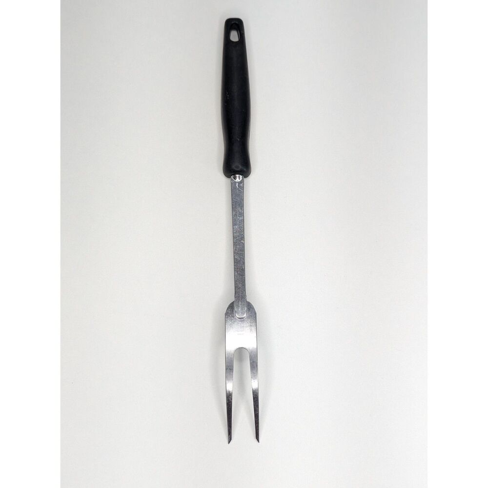 Vintage EKCO Stainless Steel 12" 2 Prong Meat Carving Fork Wood Grain Handle - Picture 5 of 5